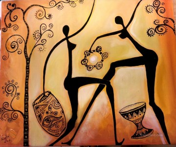  desnudos Pintura - bailando desnuda porcelana y arboles africanos